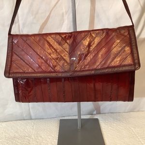VTG Eel Skin Clutch shoulder red/wine bag